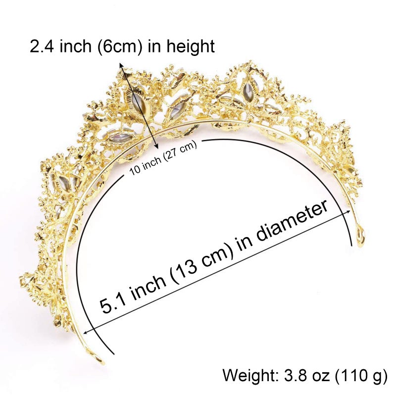 Exacoo Gold Tiara Wedding Tiaras and Crowns for Women,Rhinestone Queen Women Princess Crown Birthday Headbands Prom Bridal Party Halloween Costume Christmas Gifts - Image 5